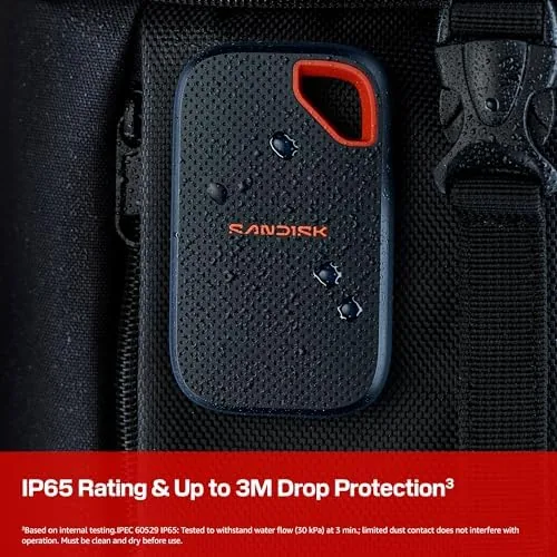 Detail shot of the SANDISK 1TB Extreme Portable SSD (New Model) - up to features