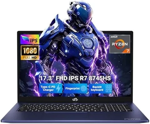 Overview of the NIMO 17.3" Light Gaming-AI-Laptop, AMD R7-8745HS (Up to 4.9GHz Beat