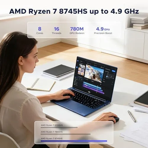 Close look at the NIMO 17.3" Light Gaming-AI-Laptop, AMD R7-8745HS (Up to 4.9GHz Beat build quality