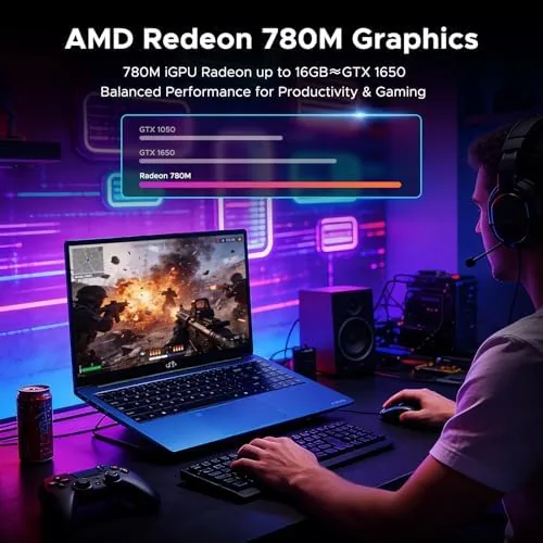Detail shot of the NIMO 17.3" Light Gaming-AI-Laptop, AMD R7-8745HS (Up to 4.9GHz Beat features