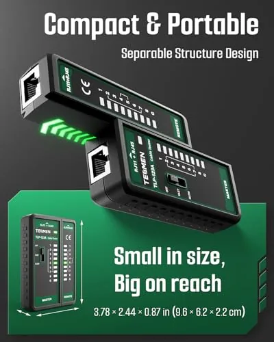 The TLP-123A Network Cable Tester for RJ11 RJ45, Ethernet Wire Tool in real use