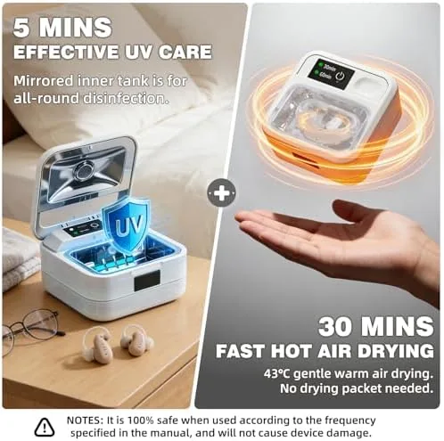 The Hearing Aid Dryer Dehumidifier, with U/V/C Light, Fast Drying Box in real use