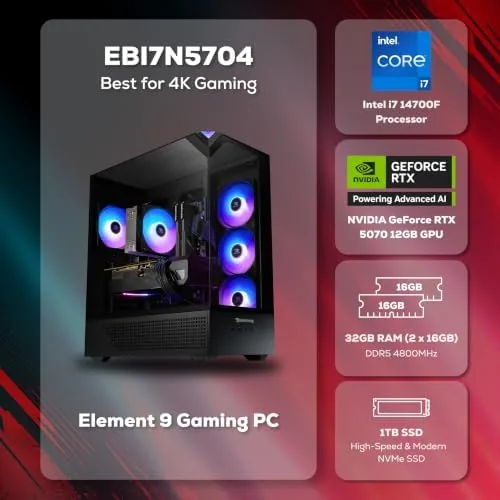 The interior of the Element showing the RTX 5070 and CPU cooler