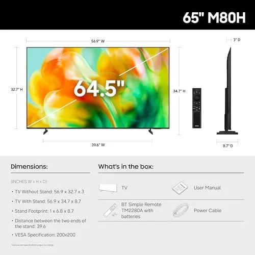 Close up of the thin bezel and rear cable cover on the Samsung M80H
