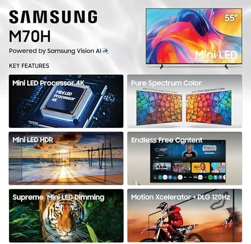 Samsung M70H free content hub showing streaming channels