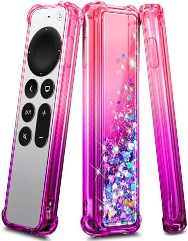 NZND for Apple TV Remote Case, Cute Liquid Glitter TPU Cover, Pink/Aqua | Compatible Review: Tested and Rated