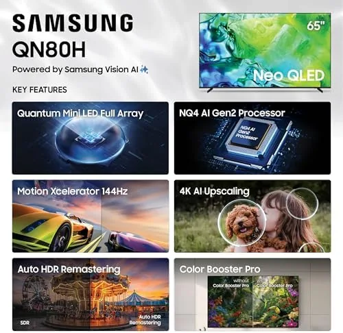 The QN80H displaying a vivid HDR nature scene