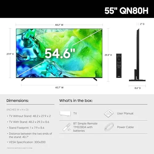 Close up of the 55-inch QN80H rear panel and ports