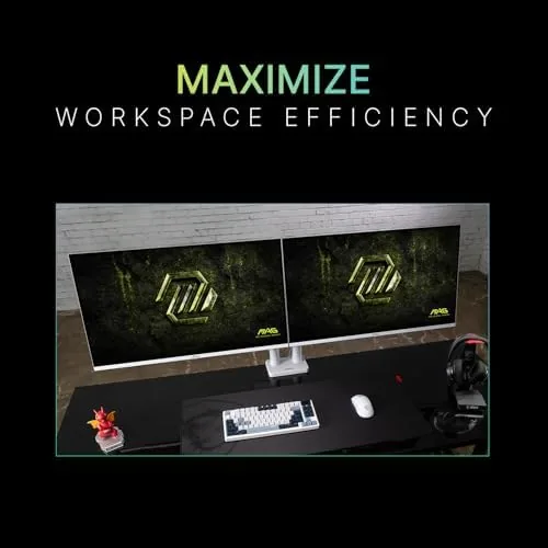 The MSI MAG MT201DW - Premium Heavy Duty Dual Monitor Stand in real use