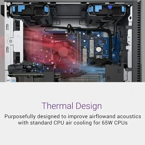 The Tower Plus running a workload with temperature and performance software visible