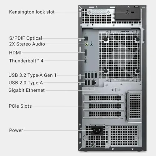 The Tower Plus next to a consumer desktop for comparison