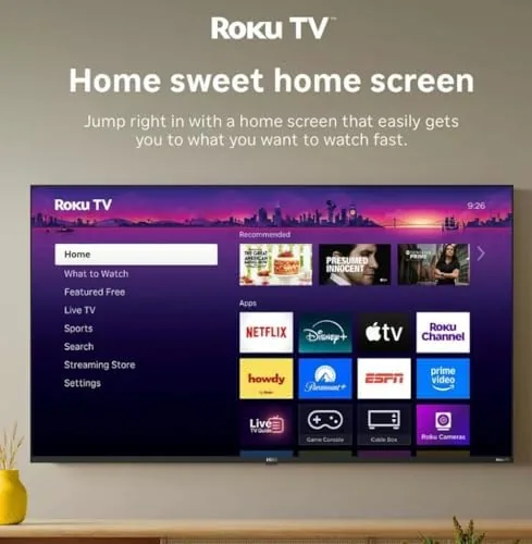 The Roku Hiro next to a basic non-smart television for comparison