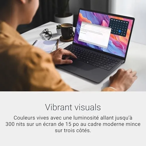Close up of the Dell 15.6 backlit keyboard and touchpad