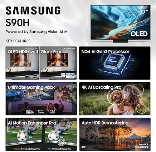 The S90H Gaming Hub menu showing game streaming and console input options