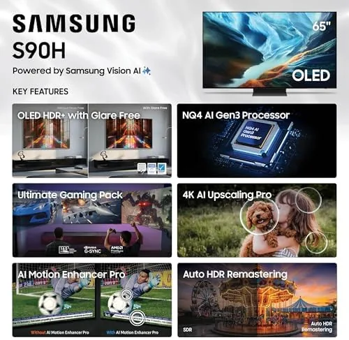 The S90H smart hub home screen with streaming apps in a single row