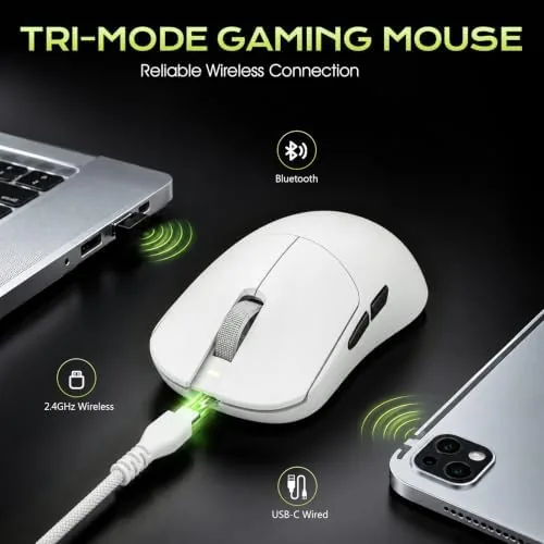 VGN F2 Ultra connected to a laptop over Bluetooth on a desk