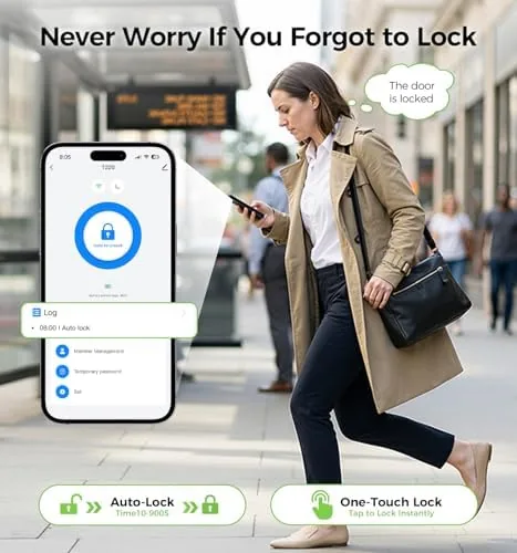 Another view of the Smart Lock Keypad Door Lock with Handle, WiFi Keyless Entry