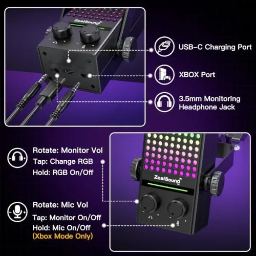 The ZealSound Gaming Microphone for Xbox with Boom Arm, USB Microphone in real use