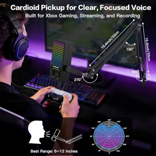 Another view of the ZealSound Gaming Microphone for Xbox with Boom Arm, USB Microphone