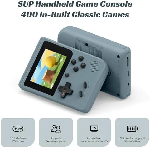 Game selection menu on the retro handheld showing the library of built-in titles