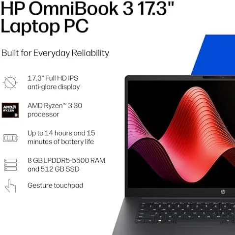 HP OmniBook 3 screen showing a split view of documents and a spreadsheet