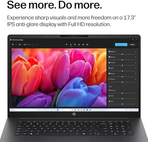 Video call running on the HP OmniBook 3 in a home office setting