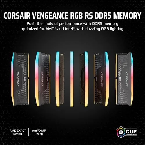 Close up of the grey heatsink and RGB light bar on the CORSAIR module