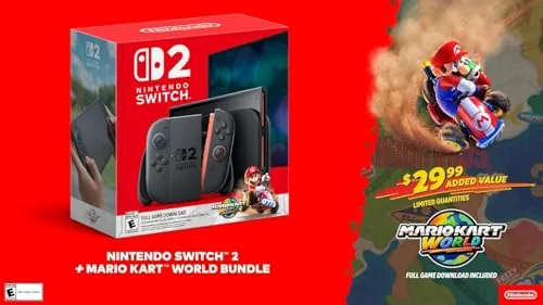 Mario Kart World gameplay on the Switch 2 screen in handheld mode