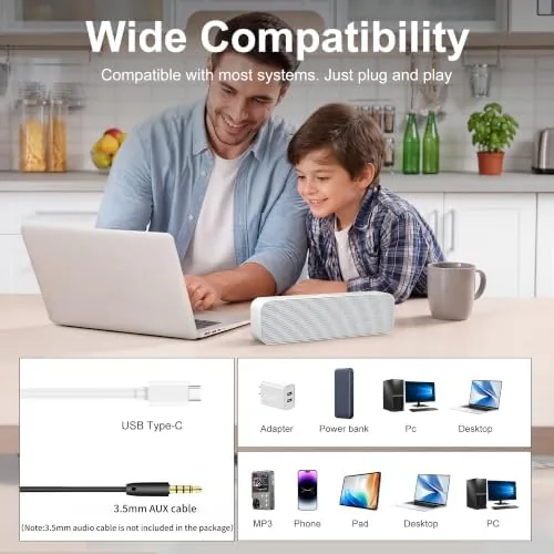 Another view of the Computer Speakers for Desktop PC,USB Powered & Plug and Play,with