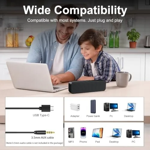 Another view of the Computer Speakers for Desktop PC,USB Powered & Plug and Play,with