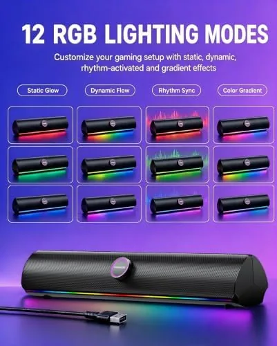 Another view of the Computer Speakers for Desktop PC, Bluetooth 5.4 Sound Bar with