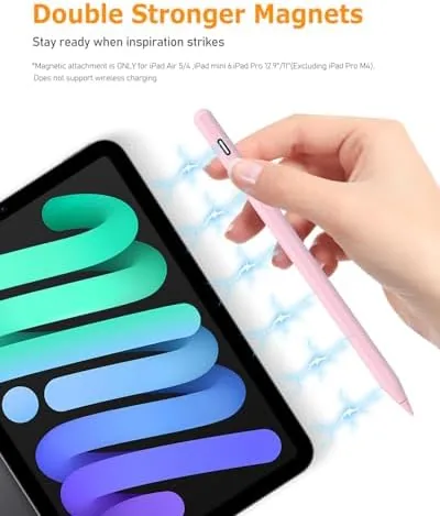 The Pink Stylus Pen for iPad Pro Air Mini 2018-2026, Palm in real use