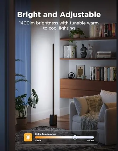 The lamp showing a pink to purple RGBIC gradient across the shade