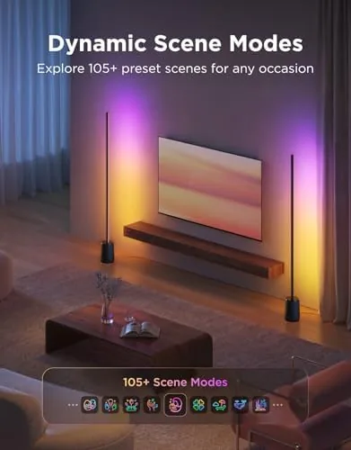 The lamp providing ambient color light in a small bedroom