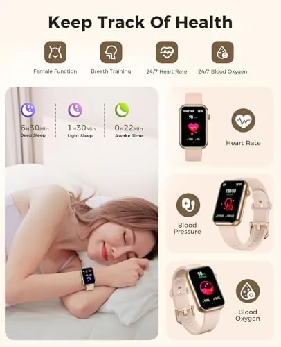 Detail shot of the Smart Watch Fitness Tracker, Bluetooth Call, 24/7 Health Monitor for features