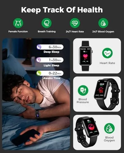 Detail shot of the Smart Watch Fitness Tracker, Bluetooth Call, Health Monitor for Men features