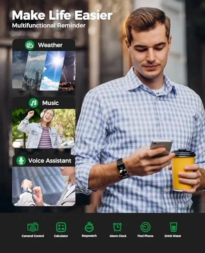 Another view of the Smart Watch Fitness Tracker, Bluetooth Call, Health Monitor for Men