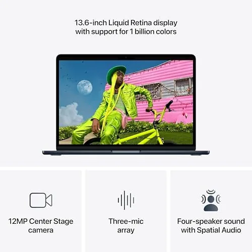 MacBook Air M5 in a video call with Center Stage framing on screen