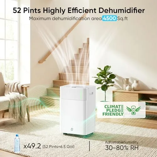 Close look at the 52 Pints Dehumidifier for Home, 4500 Sq. Ft Dehumidifier for build quality