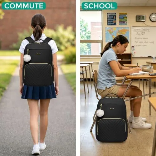 Close look at the College Backpack School Bookbag for Women: 15.6 Inch Laptop Backpacks build quality