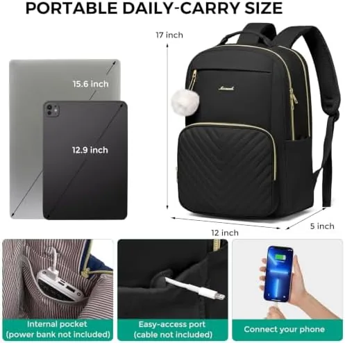 The College Backpack School Bookbag for Women: 15.6 Inch Laptop Backpacks in real use
