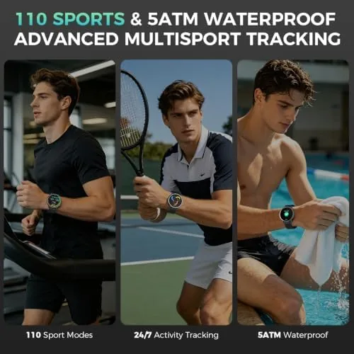 Detail shot of the EGQINR GPS Smart Watch for Men Women, 1.32" AMOLED, 5ATM features