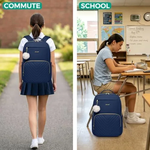 The College Backpack School Bookbag for Women: 15.6 Inch Laptop Backpacks compared in context