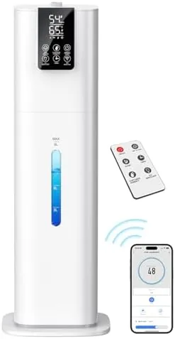 Smart Humidifiers Large Room Bedroom Home,2.11Gal(8L) Quiet Top Fill Cool Mist Humidifier,Smart App & Review: Tested and Rated