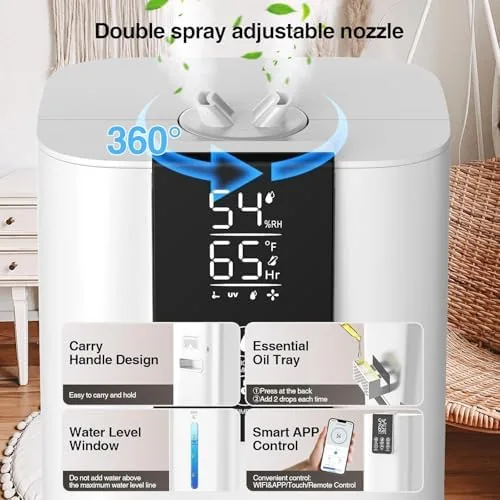 The Smart Humidifiers Large Room Bedroom Home,2.11Gal(8L) Quiet Top Fill Cool compared in context