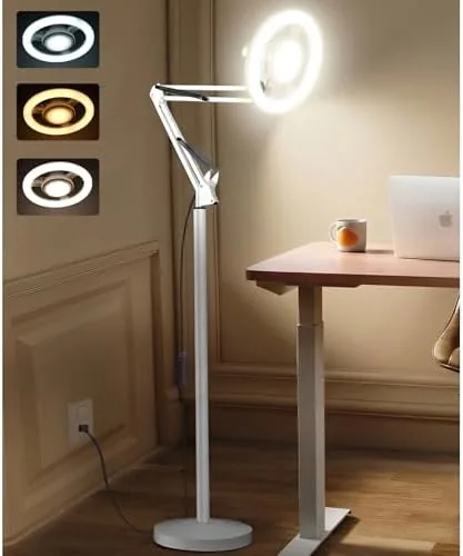 Overview of the 36W Floor Lamp with Flexible Arm, 3 Colors Ring Light
