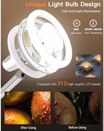 Close look at the 36W Floor Lamp with Flexible Arm, 3 Colors Ring Light build quality