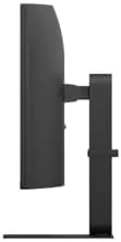 Close up of the slim bezels and adjustable stand on the LG ultrawide monitor
