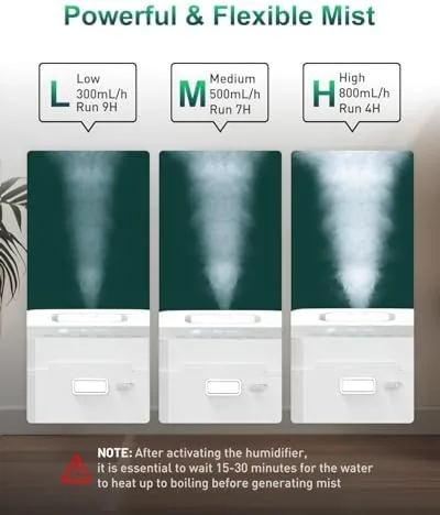 The Mifasol Stainless Steel Warm Mist Humidifier, 3.3L/0.87Gal Steam Humidifier Large compared in context