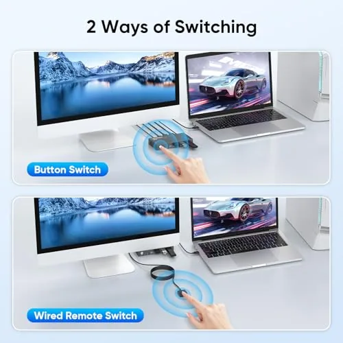 Another view of the Hearvo USB 3.0 HDMI + USB-C KVM Switch 1 Monitor